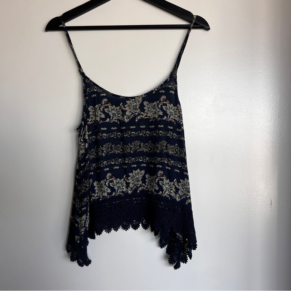Forever 21 Navy Blue Lace Trim Women's Top